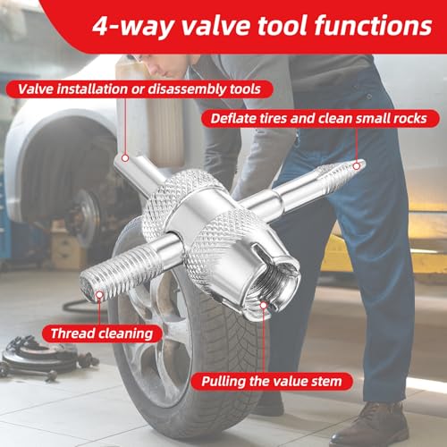Band Valve Verwijderaar, Auto Valve Gereedschappen, Valve Reparatie met Dubbele en Enkel Hoofd Valve Kern, Valve Core Reparatie Gereedschap voor Auto, Motorfiets, Fiets, 44 stuks 4