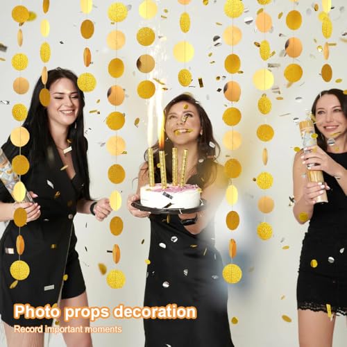 5Stuks 4M Gold Paper Garland, Glitter Circle Dots Party Decoration, Hanging Party Decorations Paper Glitter Garlands, Romantic Garland for Birthday Party, Christmas, Bruiloft 5