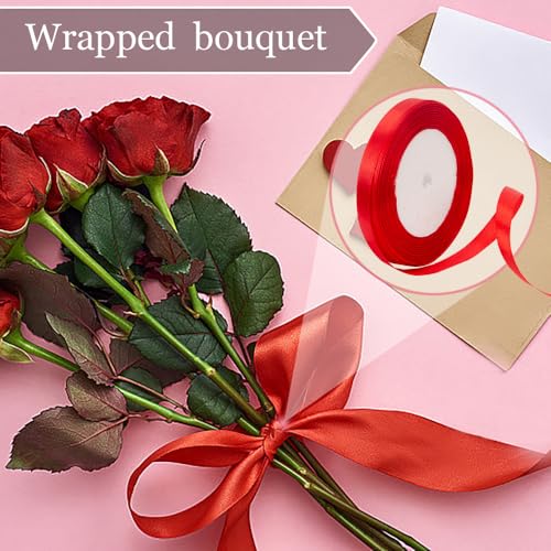 4 st vlekken lint set 10mm voor cadeauverpakking, geschenkverpakking, lint polyester dubbelzijdig satijn lint stof, dik lint voor het maken van Valentijnsdag, taart, bruiloft feest decoratie 3