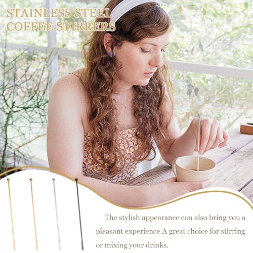 4 st Roestvrij stalen koffie roerstok Sticks Cocktail Dranken Tropical Stirrrer Rods Herbruikbare koffiebar roerders Chocolade Melk met kleine rechthoekige paddles Stirlers voor Hot 3