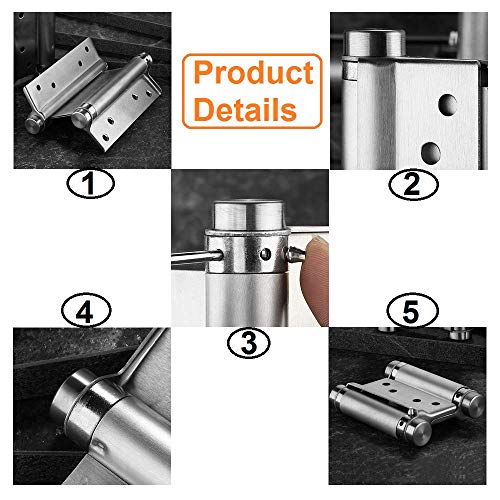 2 stuks slingerdeurscharnier, roestvrij staal, scharnieren, draaideur, deurscharnier, zware belasting, deurriem, scharnier, dubbele actie, veerscharnier voor draaideur, draaideur, bar 3