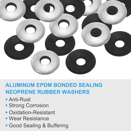 Neopreen Rubber Afdichting Ringen EPDM Aluminium Afdichting M6.3 x 19 mm Verpakking van 100 Neopreen Rubber Afdichting Ringen Aluminium Afdichting voor machines Daken (#14 x 1/4 Inch) 3