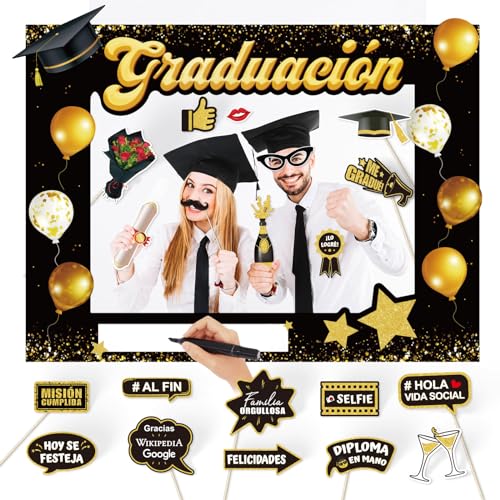 Afstuderen Decoratie, 21 stuks, 1 fotolijst en 20 foto rekwisieten, afstudeerdecoratie