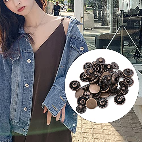50 Set Pure Messing Push Studs, Ronde Knop Antiek Messing Snap Knoppen voor Stof Bagage Decoratie Accessoires(15mm / 0,59in-Bronzen) 3