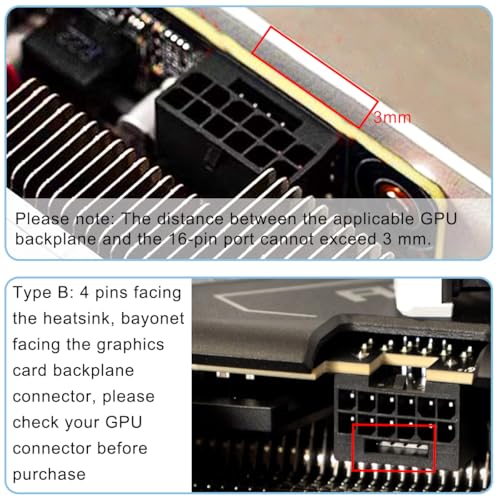 12VHPWR 180 Degree Angled Adapter, Pci/5.0 ATX 3.0 600W 16 Pin GPU PCIe Power Adapter,Female to Male Connector voor 12+4 pin RTX 3090Ti 4070Ti 4080 4090 Grafische kaart GPU (type B) 5