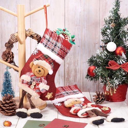 2 st Kerstmis Stocking Bags Leuke Mini Stocking Stoffen Tassen Beer Xmas Stocking Hangen Kerst stockings Mini Candy Storage Stocking Bags, Bear