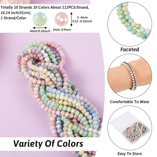 9 Strands 4mm Rondelle Facet Crystal Glass Kralen AB Kleur Klein Ambacht Spacer Kralen Bulk voor DIY Vriendschap armband sieraden maken 3