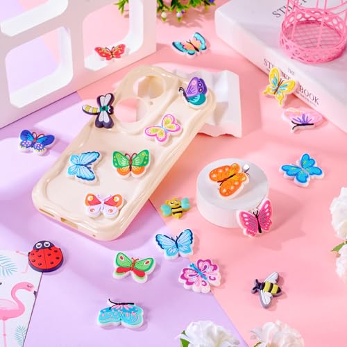 50Stuks Butterfly Cabochons Insect Bee Ladybug Cabochon Small Flying Animals Flatback Kralen voor haar accessoire Scrapbooking Embellishment Telefoon Case Craft Accessory