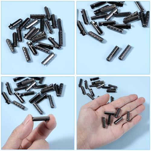24 Pieces Metalen Agliets Laces - Metal Ends Tips voor Sneakers, Hoodies, Beach Pants - Black 3