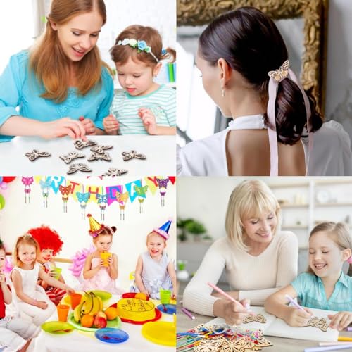 200PCS Vlinders Onafgewerkt Houten Uitsnijdsels Hout, Stukken Hout Versieringen Ambachten, DIY ambachten, Onafgewerkt Houten Vlinders Ambachten, Houten Ornamenten 5