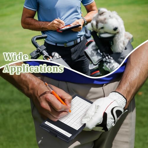 4 stuks Houder voor scorekaarten en golfafstandboek, golfscorekaarthouder van kunstleer met potloodlus 7,48 x 4,25 cm, alligatorhuis-look, zwart 5