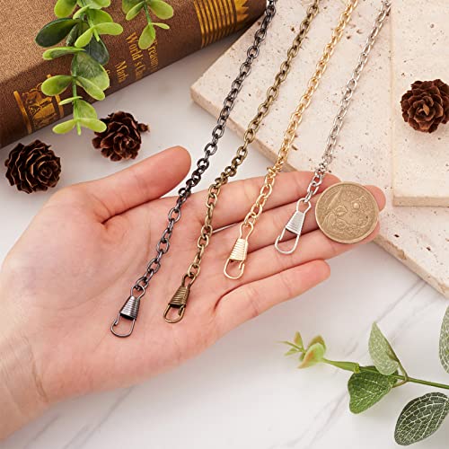 10st tas riem kettingen 120cm ijzeren platte kabel ketting vervanging handtas kettingen bandjes met metalen gespen voor crossbody schouder tas portemonnee koppeling, Gunmetal 3