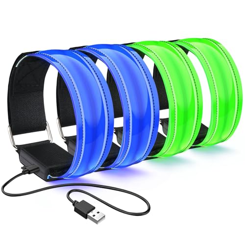 Oplaadbare LED Armband, Reflective LED licht armband met USB, LED armbanden, licht bandje, veiligheidslamp, Unisex voor Nachtrennen, Joggen en Outdoor Sporten