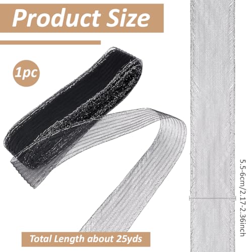 25 yards stijve paarse vlecht, ongeveer 5,5 cm breed paarse mesh vlecht trim met bling rand polyester uitbenen haar lint voor het uitbenen naaien trouwjurk accessoires, Zwart