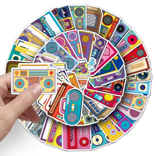 Radio Stickers voor tieners en volwassenen, 50 stuks Radio/Wireless Vinyl Sticker Set, Auto, Motorfiets, Fiets, Skateboard, Snowboard, Bagage, Laptop, Koffer, Helm, Motorfiets, Computer
