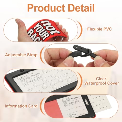 Bagage-tag (sorry dat het van mij is), PVC Leuke reis bagage tas Tag koffer identificatie Tag voor vrouwen mannen, zwart 3