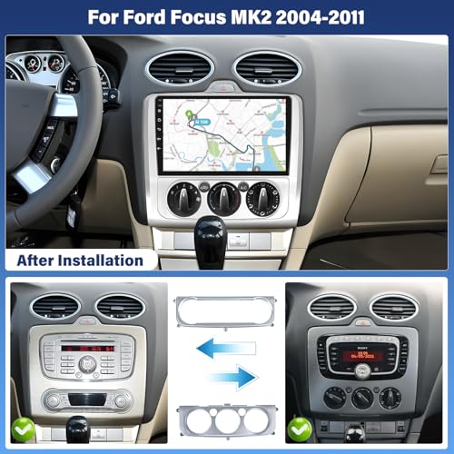 2G + 32G Android 13 Autoradio voor Ford Focus MK2 MK II 2004-2011 met draadloze Carplay Android Auto 9 inch Autoradio met Microfoon Achterzicht Camera Bluetooth WiFi Spiegel Link FM EQ SWC