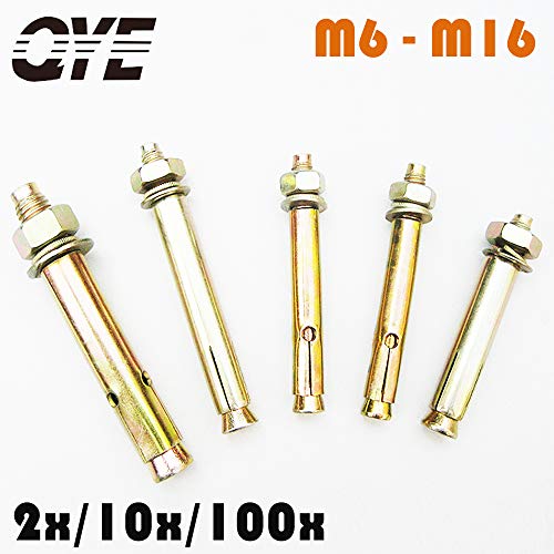 Extension Bolt 10Pcs M12 x 100mm Anker Bolt Fastener Anker Hex Bolt Sleeve Concrete Anker