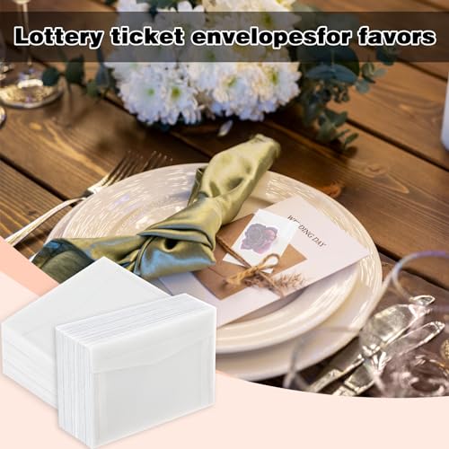 Verpakking van 50 transparante enveloppen, 100 x 70 mm enveloppen Transparante enveloppen voor het opslaan van foto's, postzegels, loterij ansichtkaarten, badges, ansichtkaarten 4