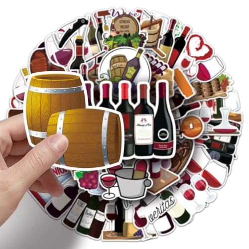 Rode Wijn Stickers voor Tieners Volwassenen 50 Stuks Rode Wijn Waterdichte Vinyl Stickers Set Auto Motorfiets Fiets Skateboard Snowboard Bagage Laptop Koffer Helm Motorfiets Computer