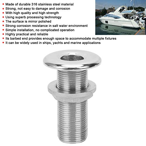 Marine Thru Hull Fitting Connector 3/4" 316 Roestvrij staal Water Drain Outlet Universele Sanitair Valve Fitting voor boten, jachten, Marine 4