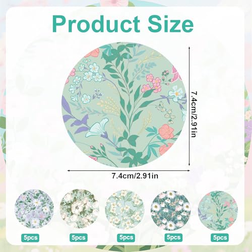 25 Stuks Sensorhoezen voor Libre 2/Libre 3, 5 Stijlen Blauwgroene Bloemen Plakpleins Zweetbestedig Waterdichte Plakstoelen Sensor