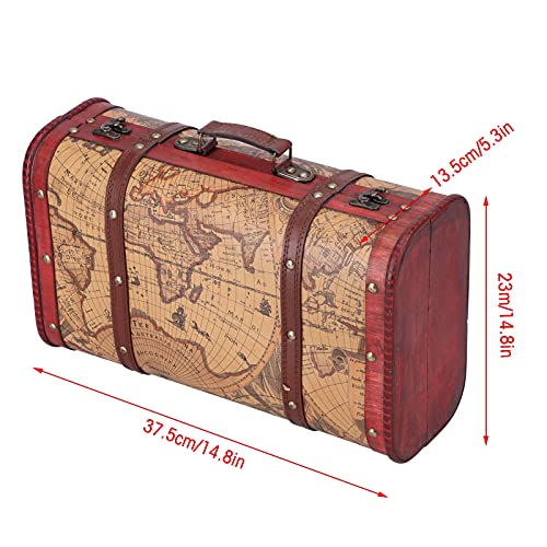 Vintage koffer Retro Bagage Classic Reiskoffer Draagbare Vintage Opbergdoos Hout Card Pattern Ontwerp voor Weekend Getaway Business Trip Langere vakantie 5