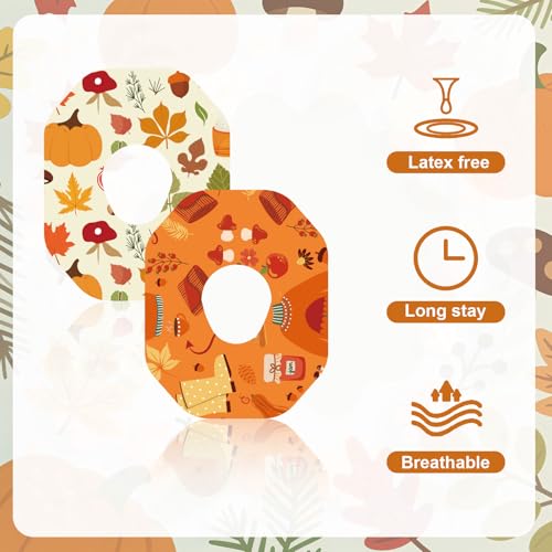 25 st. Zelfklevende patches voor Dexcom G7, 5 Styles Waterdichte ademende CGM Overpatches Sensor Monitor Covers met gaten Zelfklevende Tape en Stickers voor Dexcom G7(Stijl Herfst Maple Leaf) 4