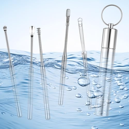 6 Pack Premium roestvrij staal oor picking Set, roestvrij staal oorwas schoonmaakhulp, oorwas Curette verwijdergereedschappen voor mannen en vrouwen 4
