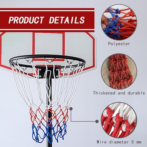 Pack van 2 Heavy Duty Basketball Net, Gevlochten Multi-Kleur Basketball Net Net Net, Past Standaard 12 Loops Basketball Hoop Tricolor Basketball Hoops, Outdoor Vervanging en 3