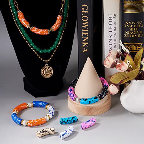 148 st/500 g Spray Geschilderde Acryl Tube Kralen gebogen Noodle Slide Kralen Spacer Grote Hole Tube Bamboe Kralen voor armband sieraden maken DIY 36mm 3