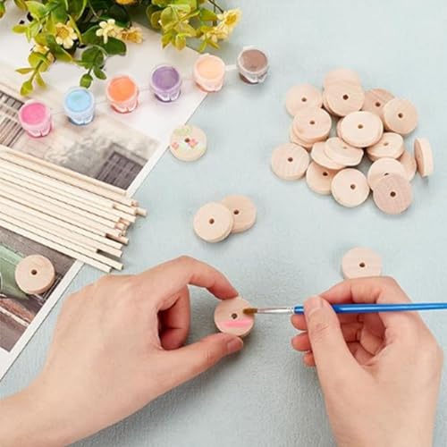 Onafgewerkt Houten Wielen voor Ambacht, DIY Houten Stukken voor Schilderen en Decoraties met Kerstboom Base 5