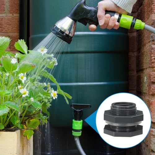 PVC Bulkhead Fitting 1 Inch Vrouw, 10 stuks Dubbele Threaded Bulkhead Water Tank Connector met Silicone Seal Pakking voor Regenemmer, Spoelen, Aquaria, Grijs 5