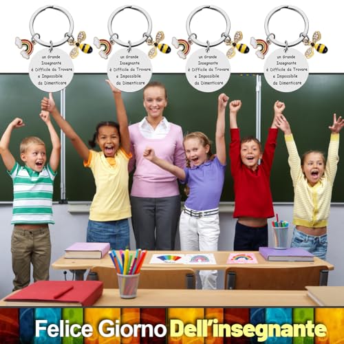 Meester Keychain, 6 stuks, Roestvrij staal Dank u Meester voor leraar, Professor Coach, Dank u Card Gift, Zilver, One Size, zilver, One size