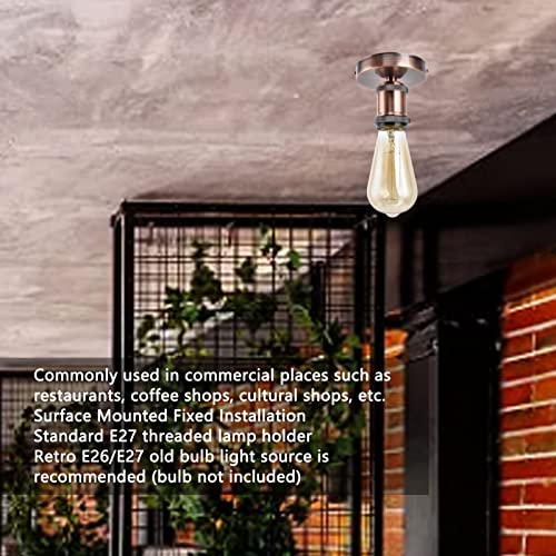 E26 E27 Vintage hanger lichthouder Plafond licht Socket metalen wandlamp houder voor Home100-240V(Rode Patina) 4