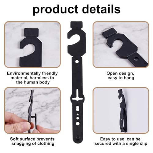 200st Zwarte Plastic Belt Hangers, Verstelbare Ties Organisator voor ophangkast accessoires, haken voor riemen, Tank Tops, Ties, Sjaals, Hoeden, kast Organisator, Display 3