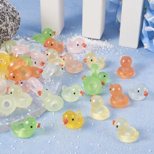 50 st Lichtgevende eenden kralen Glow in donkere Europese kralen Grote kralen Eendenvorm Spacer Kralen Willekeurige kleuren Eenden Bedels voor armband sieraden maken 3