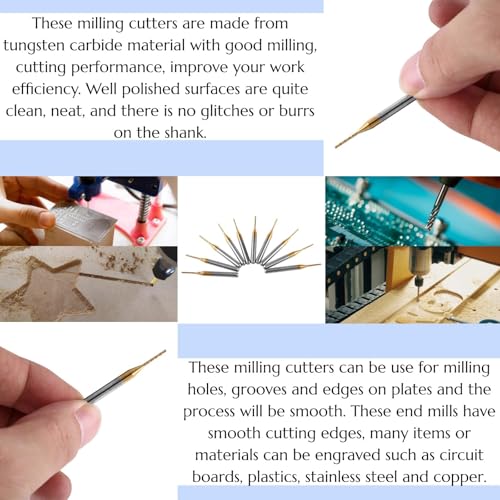 10 st 1mm wolfraam Carbide End Mill Jacket Milling Cutter Graveren Bits Rotary Burrs Set (38x3,17x1,0mm) 4