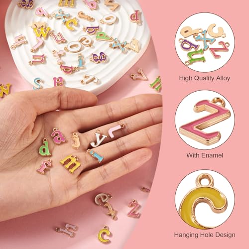 2 Sets Letter Email Charms A-Z Letter Kleurrijke Dangle Charms Light Gold Alphabet Legering Email Charms voor DIY Ketting Oorbellen Sleutelhangers maken, Emaill, Emaill 5