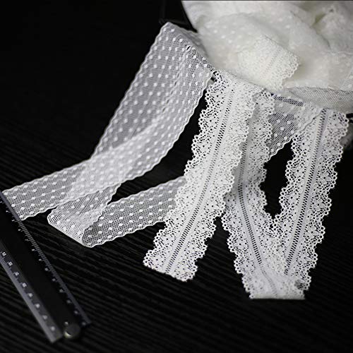 Kantband 20m Lace Band Elastische Lace Band met 2 Motieven voor het naaien van ambachten Trouwdecoratie Scrapbooking Gift Box (Elastische Lace / 2 Types)