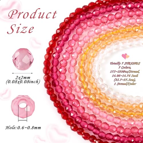 7 Strands Facet Glas kralen Strands 2mm Transparant kristalglas Ronde Losse kralen voor DIY ambachten armband sieraden maken 3