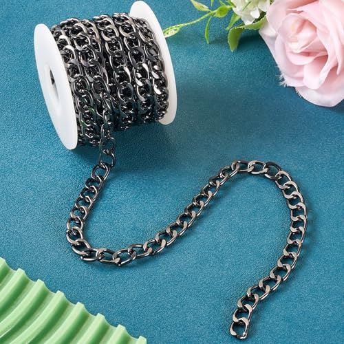 5m aluminium Curb ketting, ongelaste getwiste ketting met spools, metalen koppelingen, sieraden maken kettingen, ambachtelijke ketting voor ketting, armbanden, oorbellen, Gunmetal 5