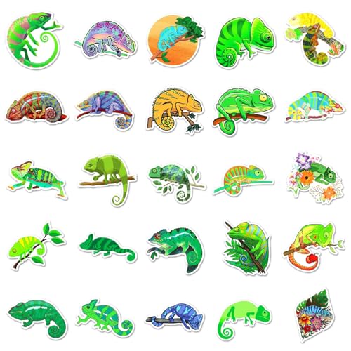 Chameleon Stickers voor tieners en volwassenen, 50 stuks, Chameleon, Waterdichte Vinyl Sticker Set, Auto, Motorfiets, Fiets, Skateboard, Snowboard, Bagage, Laptop, Koffer, Helm, Motorfiets