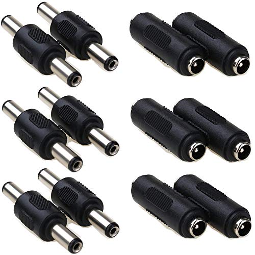 12 stuks 2.1 x 5.5mm DC-plug, vrouw/vrouw en mannelijke/mannelijke krachtplug