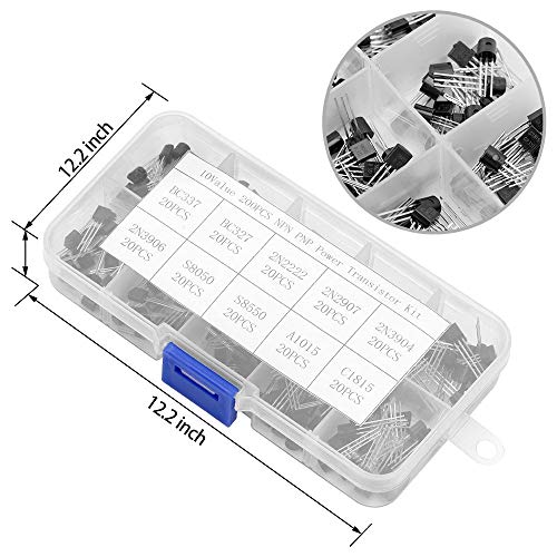NPN PNP Power Triode Combinatiekit, TO-92 Direct Insert Triode 200 stuks, Model: BC337, BC327, 2N2222, 2N2907, 2N3904, 2N3906, S8050, S8550, A1015, C1815 5