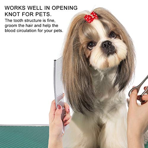 Stainless Steel Curved Dog Comb, Pet Hair Knot Removal Brush, Metalen Crescent Beauty Care Tool (Half Thin en Half Dense Curved Comb) 3