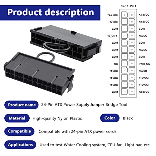24 Pin ATX Power Jumper Bridge Tool PSU Test Starter Tester Startschakelaar Compatibel met 20/24 Pin Connector (2PCS)