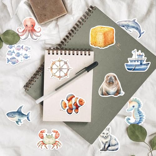 Ocean Fish Sticker Set voor tieners Volwassenen 50 stuks Ocean Waterproof Vinyl Stickers Automotor Fiets Skateboard Snowboard Bagage Laptop Koffer Helm Motorfiets Motorfietsstickerset
