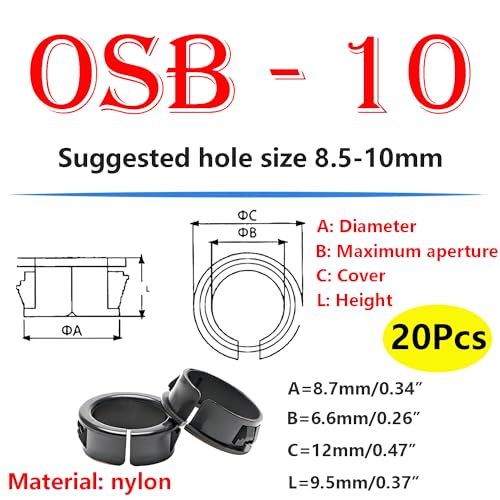 Kabelgaten, kabeldoorvoer, 10 mm kunststof kabeldoorvoer, spuitklik stopcontact voor draden en kabel