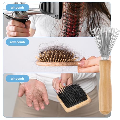 Haarborstel Cleaner Tool, Comb Reiniging borstelhark Ontwerp borstel Cleaner Houten handvat Haar Verwijderaar Mini Haarhulpmiddel voor het verwijderen van haar stof vuil Fluff Home Salon 3